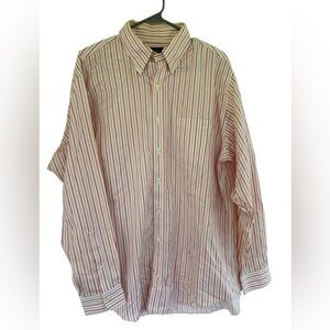 Brooks Brothers Men's White/Orange/Coral Stripe Button Down Shirt Size Large‎